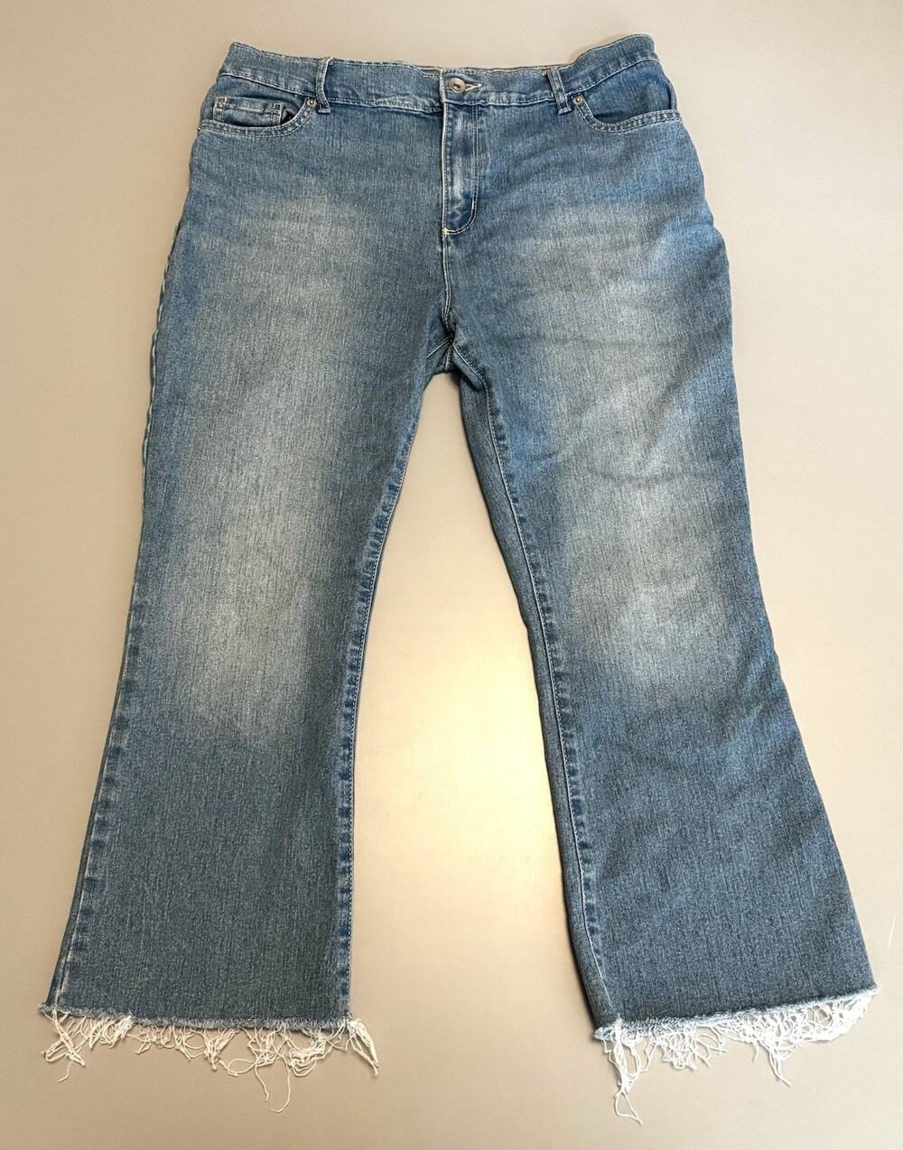 Sugar & Jade Girls 16P Blue Jeans Raw Hem Mid Rise Straight Leg